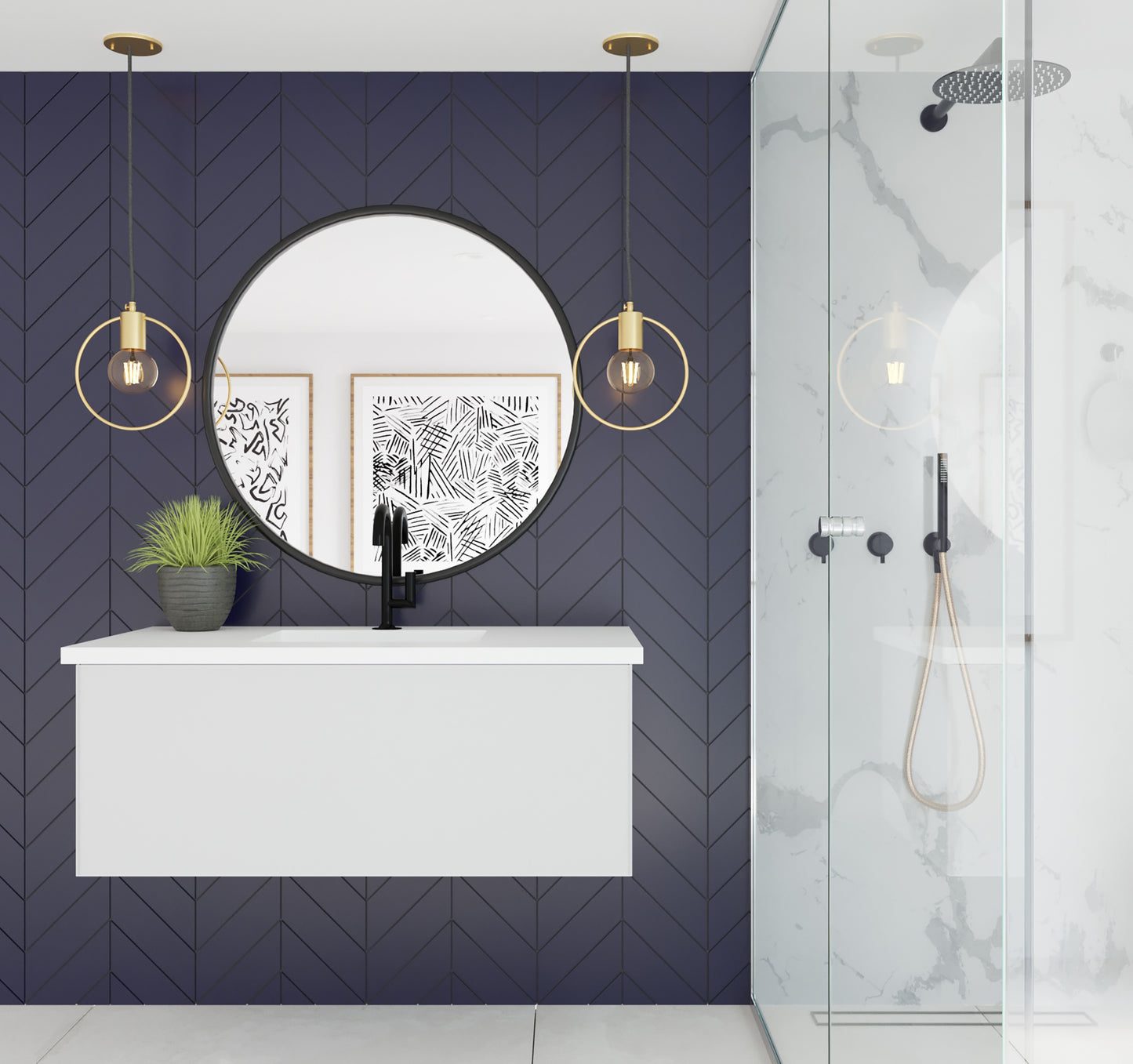 Laviva 313VTR-42CW Vitri 42" Bathroom Vanity with VIVA Stone Solid Surface Countertop