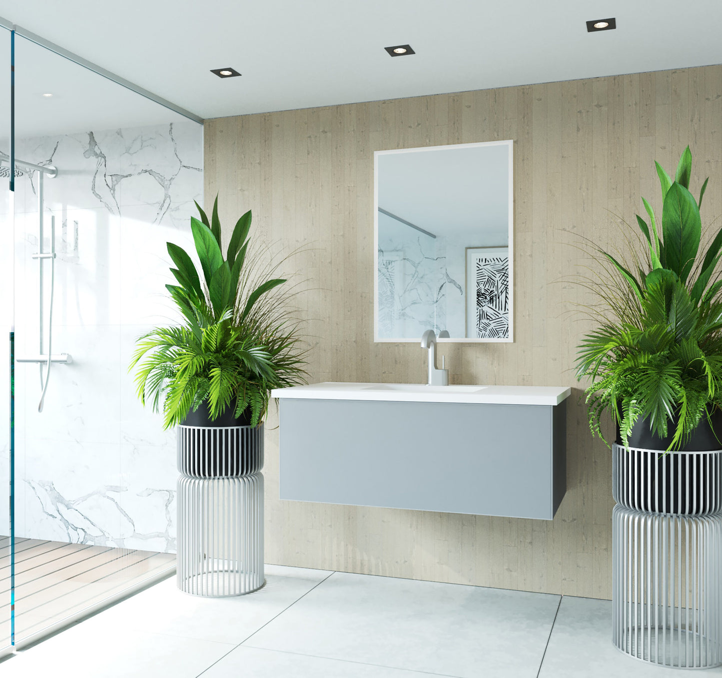 Laviva 313VTR-42FG Vitri 42" Bathroom Vanity with VIVA Stone Solid Surface Countertop