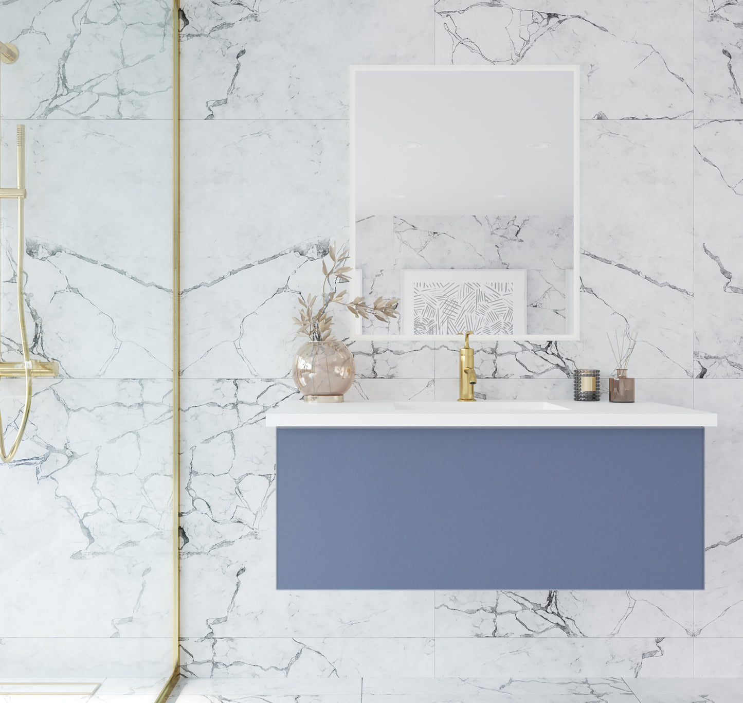Laviva 313VTR-42NB Vitri 42" Bathroom Vanity with VIVA Stone Solid Surface Countertop