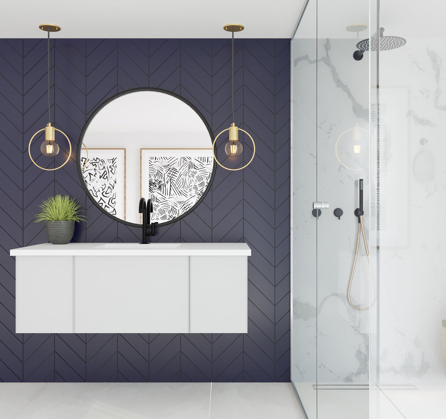 Laviva 313VTR-48CW Vitri 48" Bathroom Vanity with VIVA Stone Solid Surface Countertop