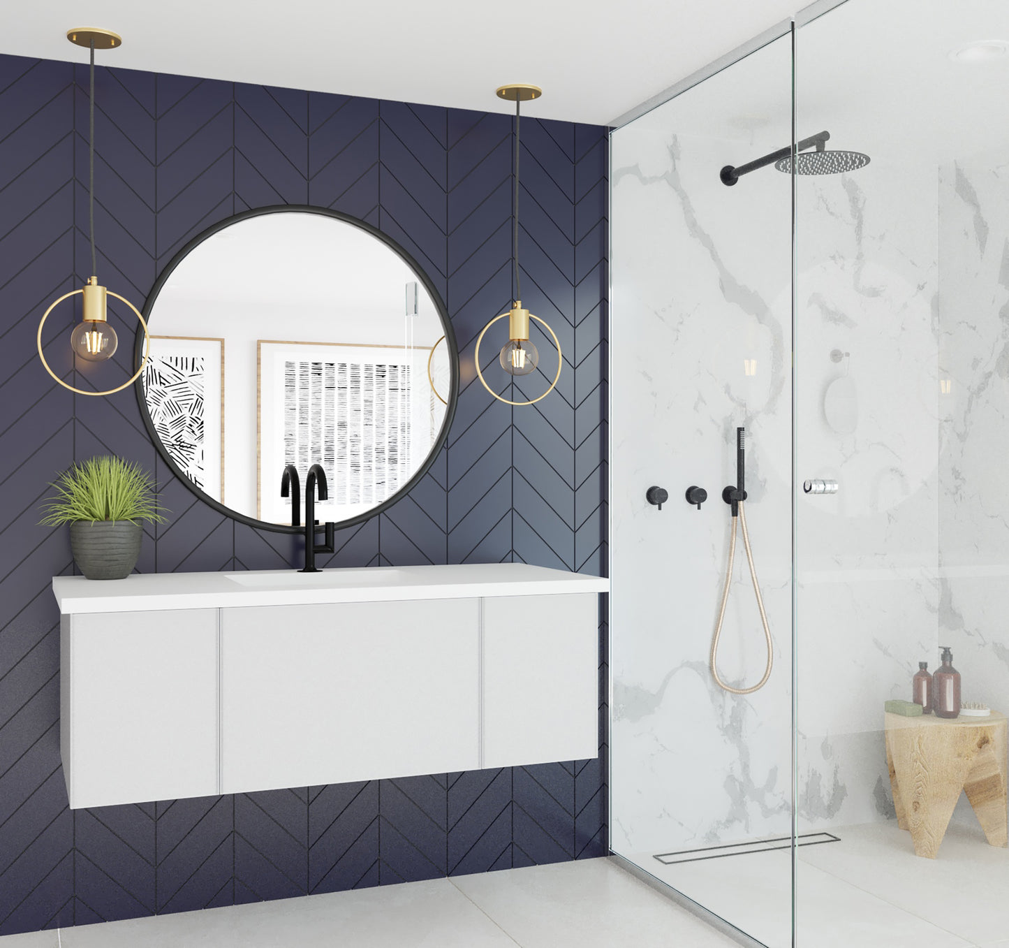 Laviva 313VTR-48CW Vitri 48" Bathroom Vanity with VIVA Stone Solid Surface Countertop