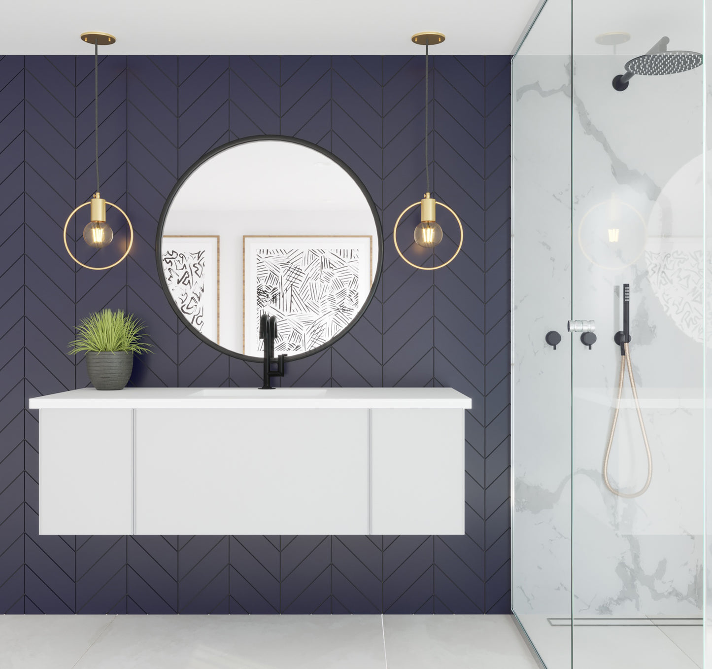 Laviva 313VTR-54CW Vitri 54" Bathroom Vanity with VIVA Stone Solid Surface Countertop