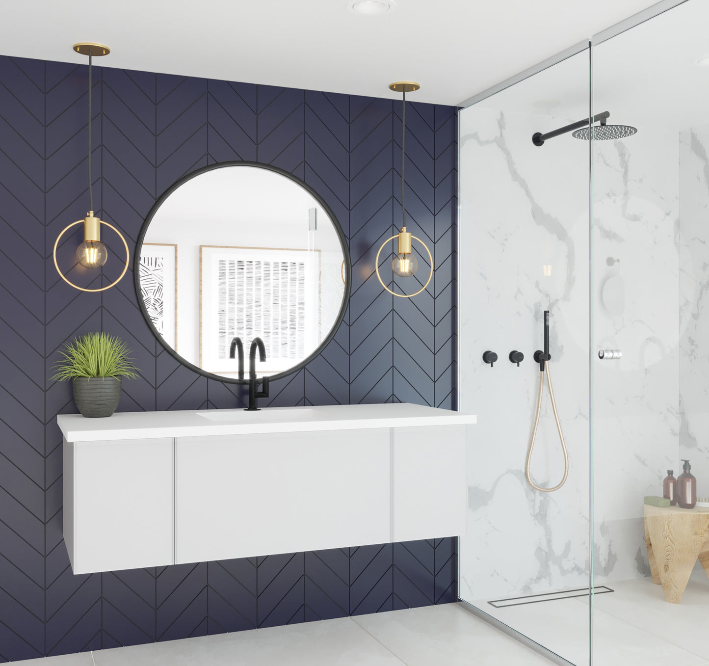 Laviva 313VTR-54CW Vitri 54" Bathroom Vanity with VIVA Stone Solid Surface Countertop