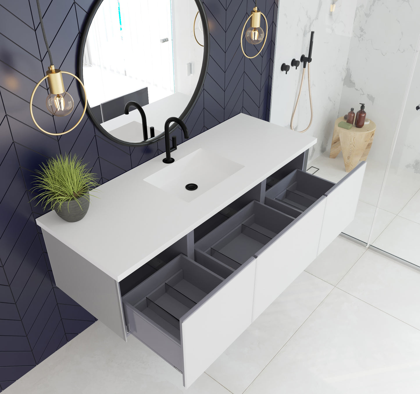 Laviva 313VTR-60C Vitri 60" Single Sink Wall Hung Bathroom Vanity Cabinet