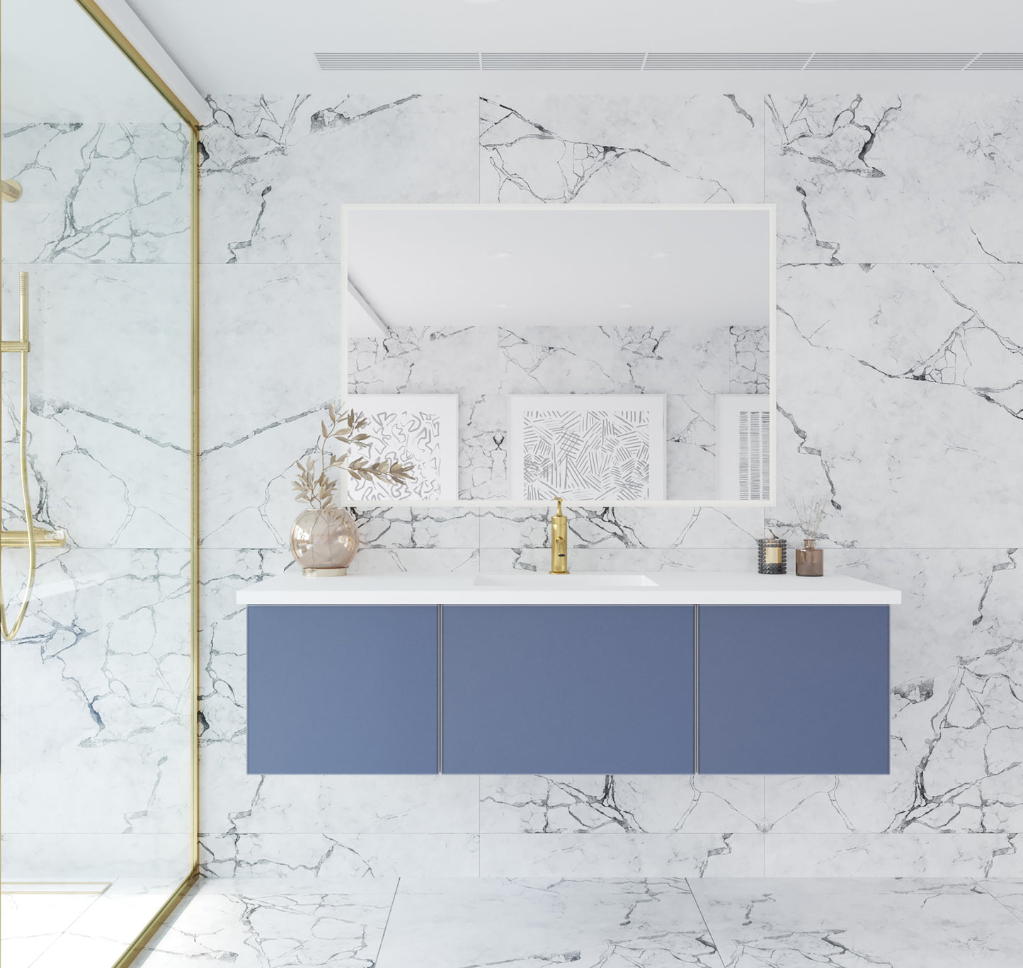 Laviva 313VTR-60CNB Vitri 60" Single Sink Bathroom Vanity with VIVA Stone Solid Surface Countertop
