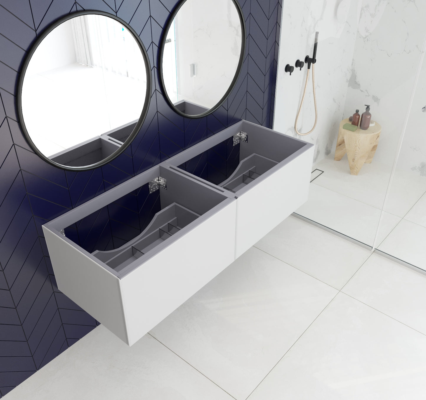 Laviva 313VTR-60D Vitri 60" Double Sink Wall Hung Bathroom Vanity Cabinet
