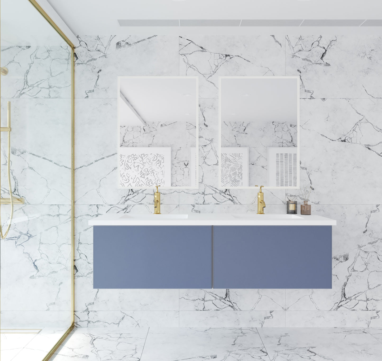 Laviva 313VTR-60DNB Vitri 60" Double Sink Bathroom Vanity with VIVA Stone Solid Surface Countertop