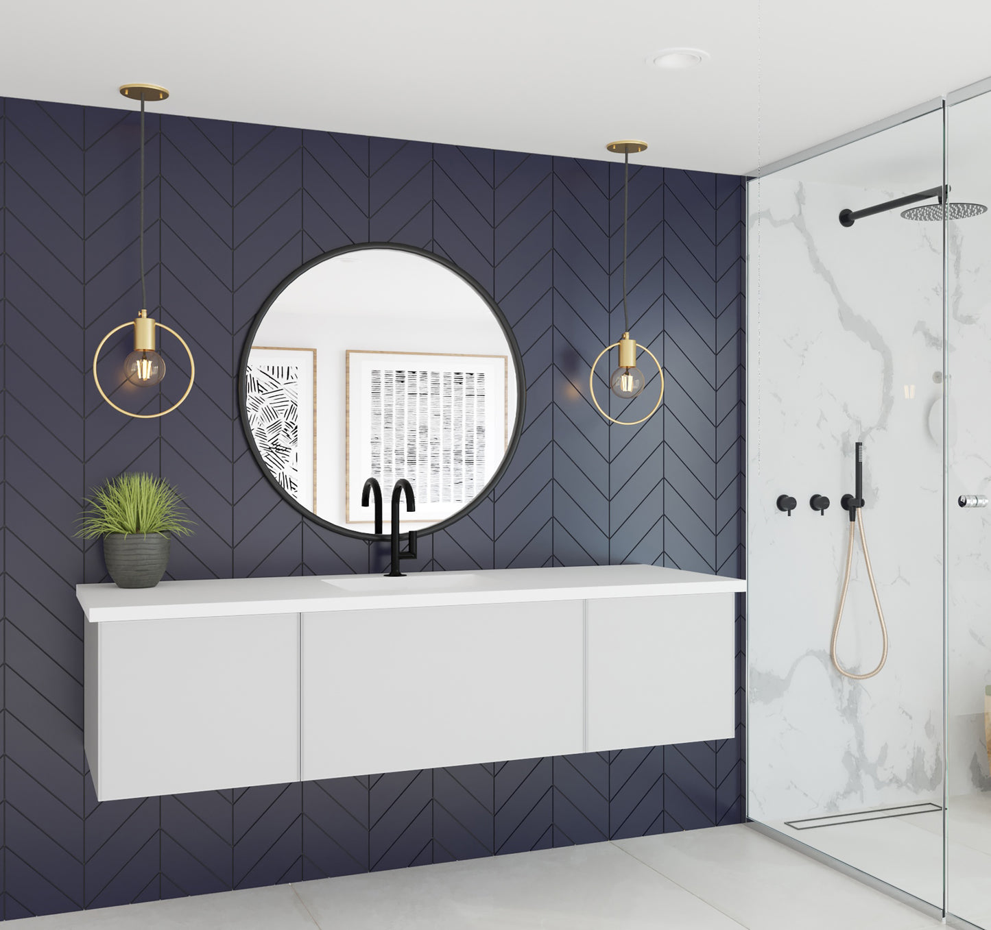 Laviva 313VTR-66CW Vitri 66" Single Sink Bathroom Vanity with VIVA Stone Solid Surface Countertop