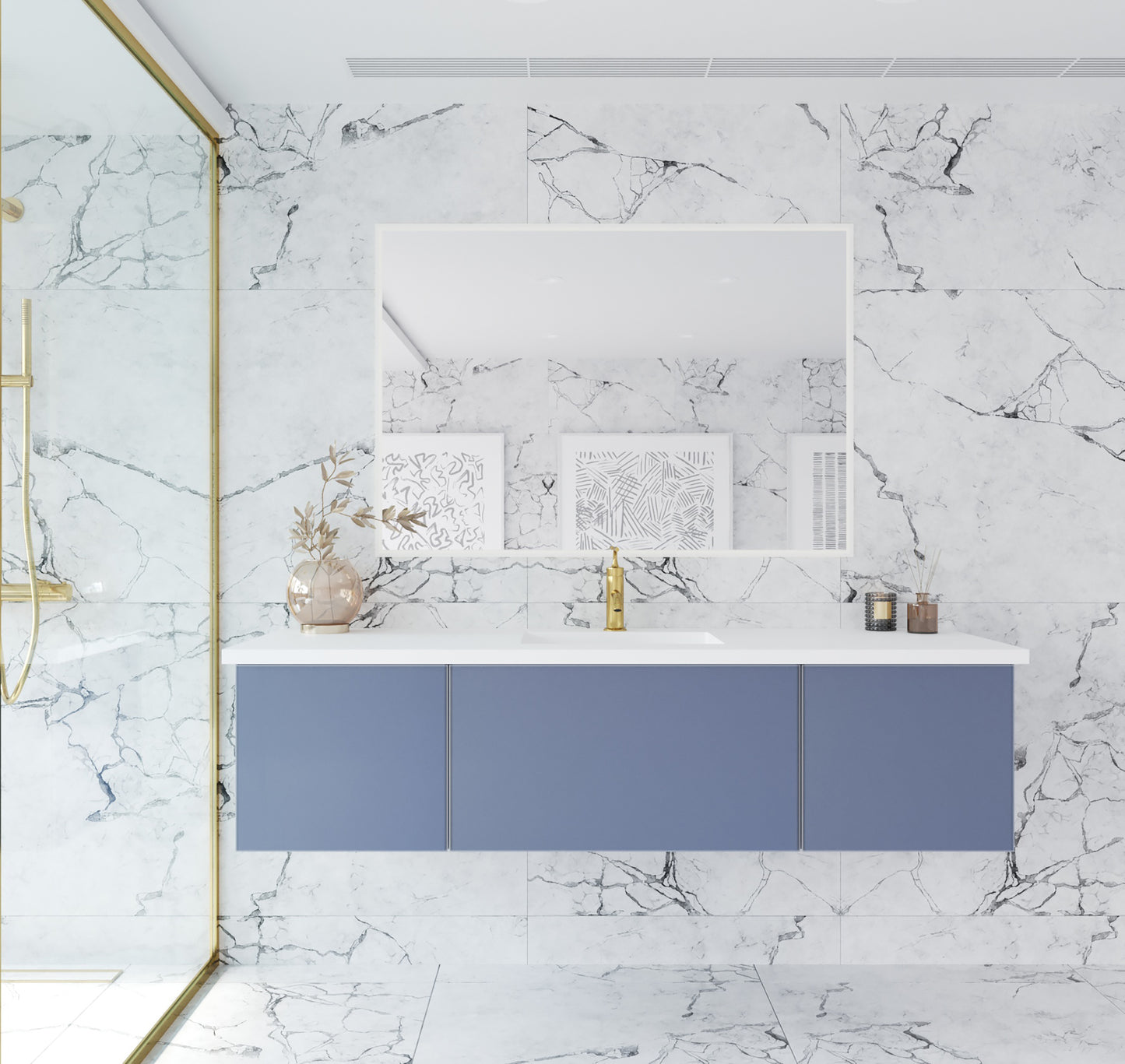 Laviva 313VTR-66NB Vitri 66" Single Sink Bathroom Vanity with VIVA Stone Solid Surface Countertop