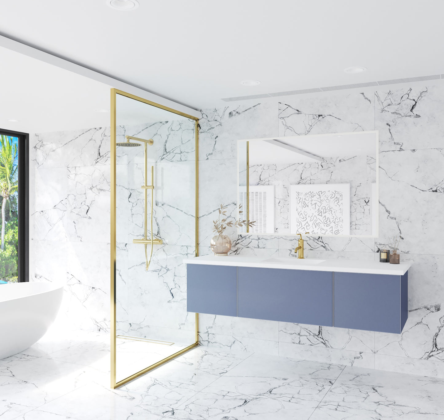 Laviva 313VTR-66NB Vitri 66" Single Sink Bathroom Vanity with VIVA Stone Solid Surface Countertop