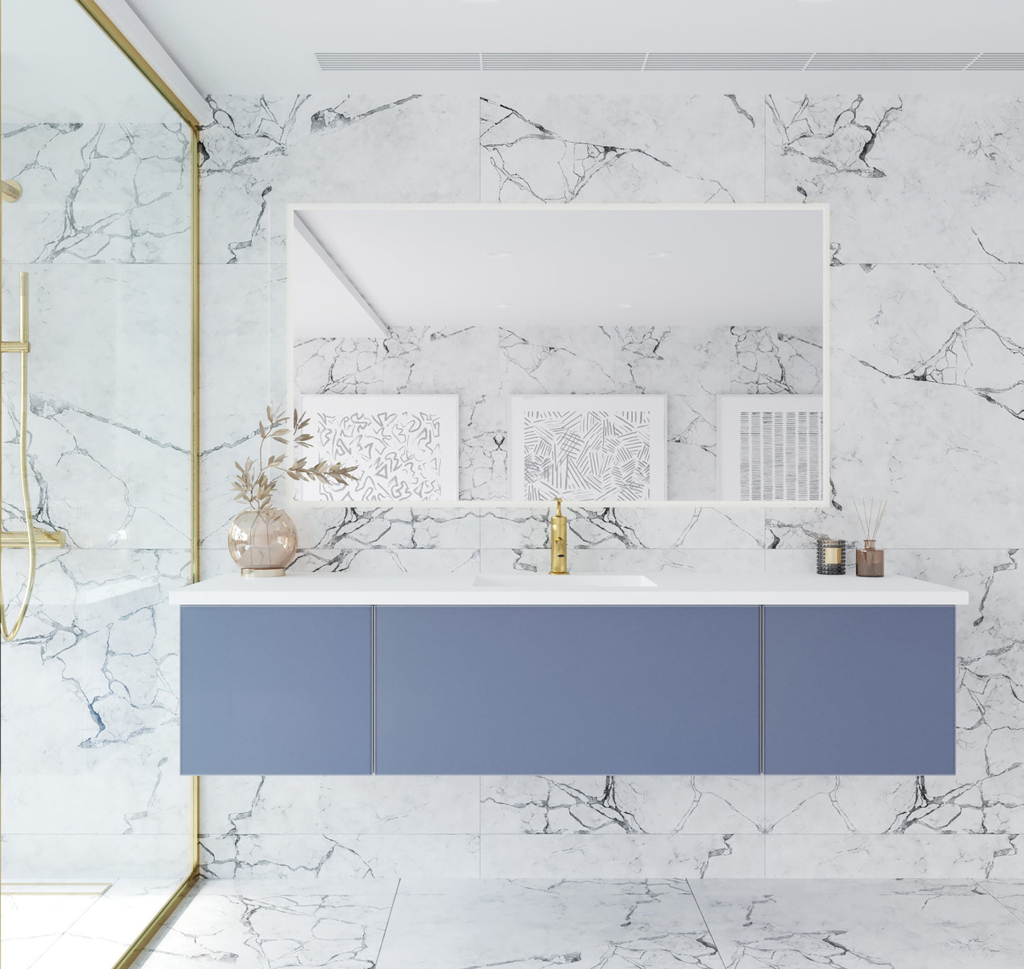 Laviva 313VTR-72CNB Vitri 72" Single Sink Bathroom Vanity with VIVA Stone Solid Surface Countertop