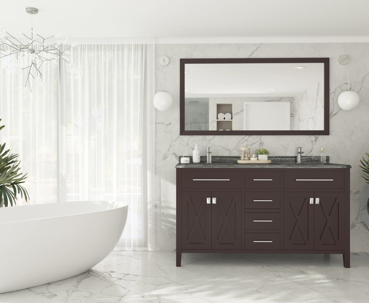 Laviva 313YG319-60B Wimbledon 60" Double Sink Bathroom Vanity with Countertop