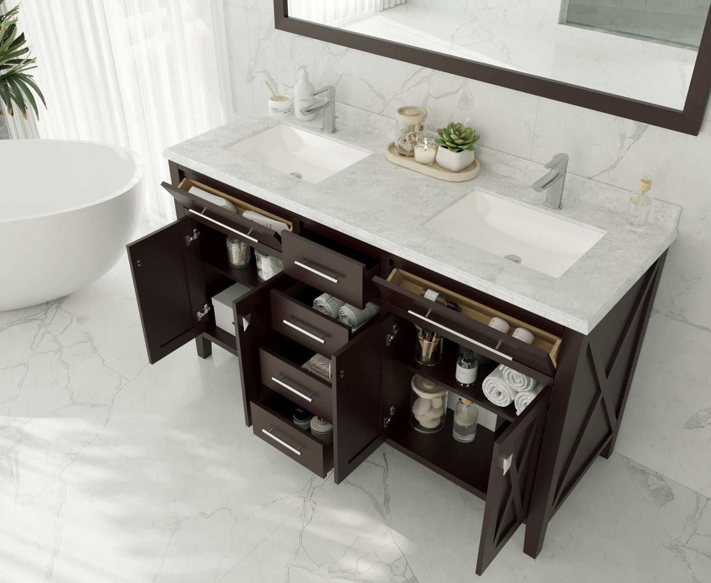 Laviva 313YG319-60B Wimbledon 60" Double Sink Bathroom Vanity with Countertop