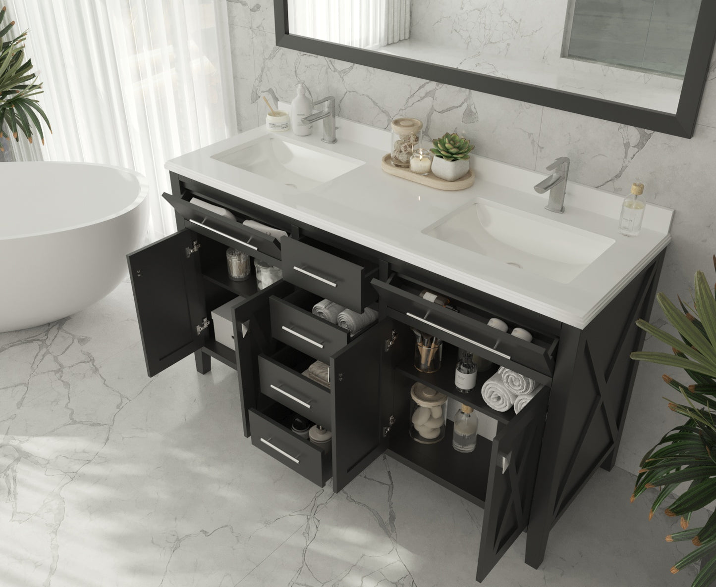 Laviva 313YG319-60E Wimbledon 60" Double Sink Bathroom Vanity with Countertop