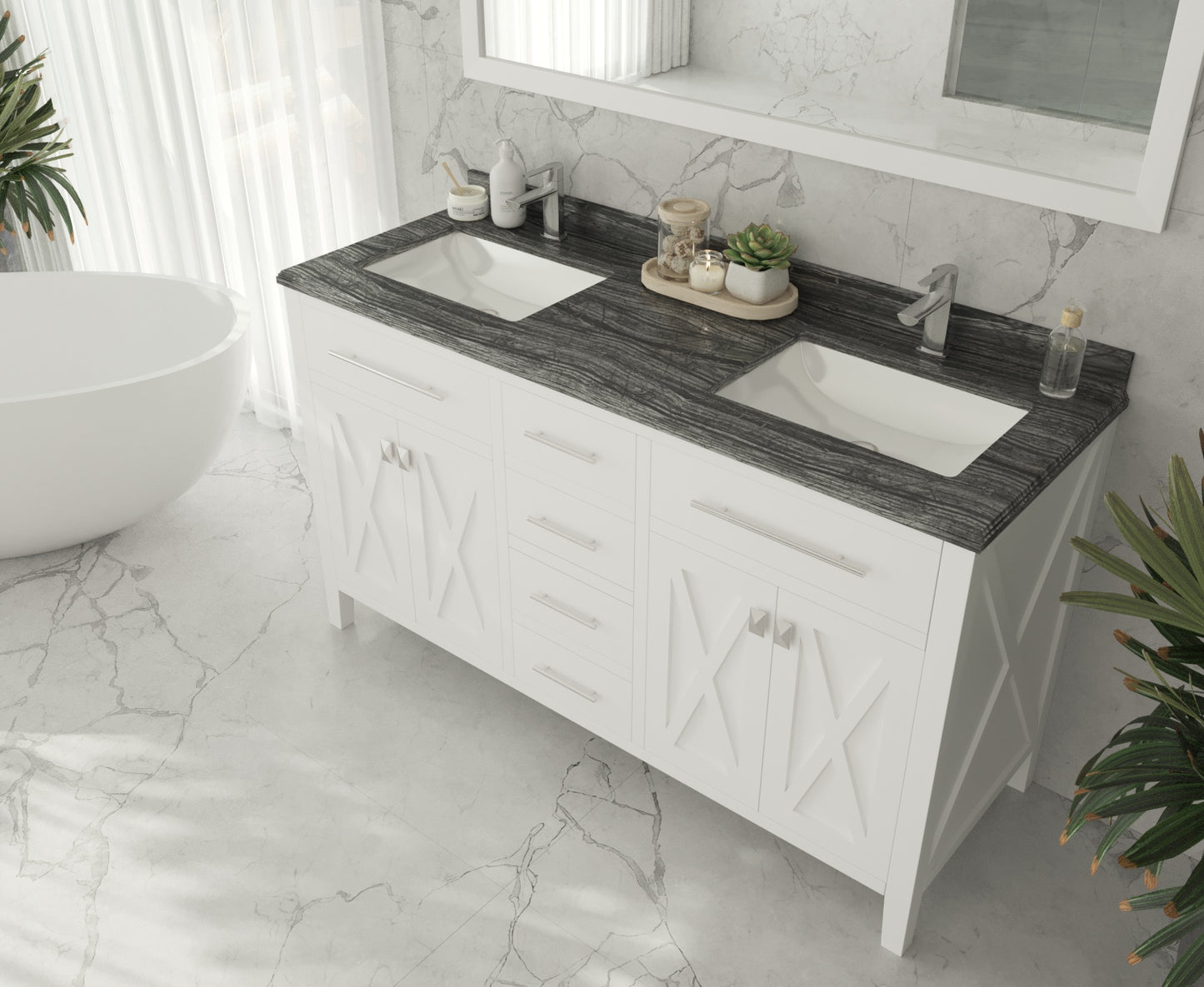 Laviva 313YG319-60W Wimbledon 60" Double Sink Bathroom Vanity with Countertop