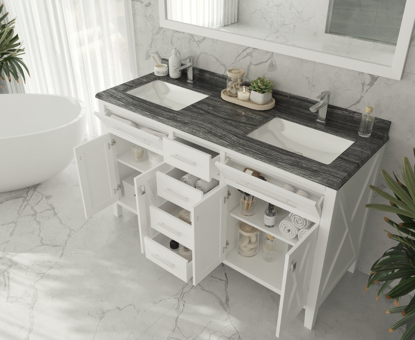 Laviva 313YG319-60W Wimbledon 60" Double Sink Bathroom Vanity with Countertop