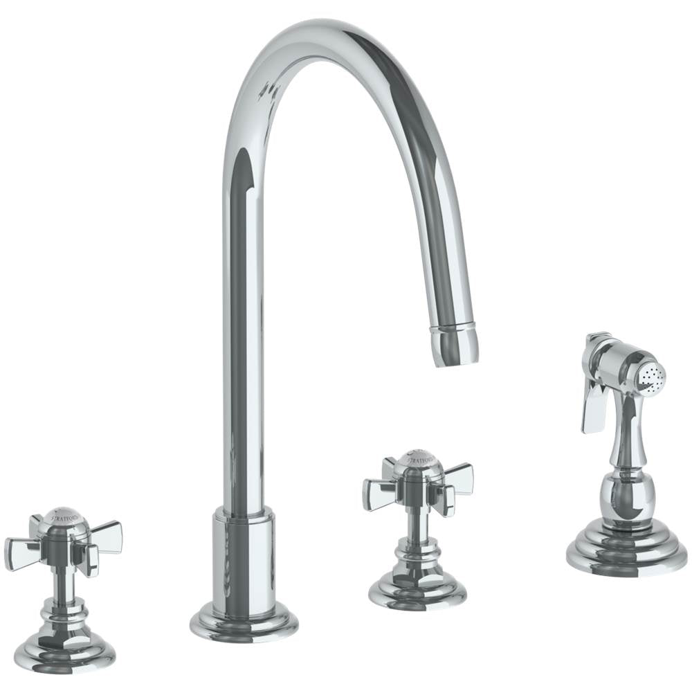 Watermark 321-7.1-S1 Deck Mounted 4 Hole Gooseneck Kitchen Set - Includes Side Spray - Parent