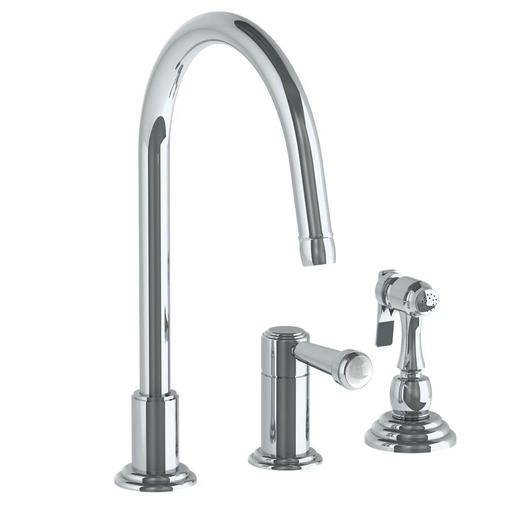 Watermark 321-7.1.3A-S2V Deck Mounted 3 Hole Gooseneck Kitchen Faucet - Includes Side Spray - Parent