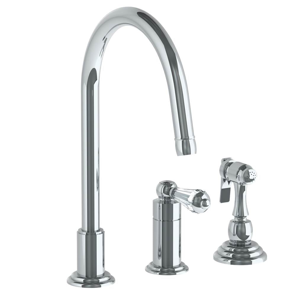 Watermark 321-7.1.3A-SWAV Deck Mounted 3 Hole Gooseneck Kitchen Faucet - Includes Side Spray - Parent