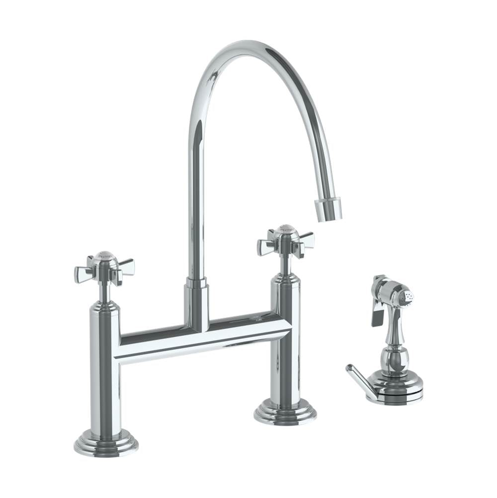Watermark 321-7.65EG-S1 Deck Mounted Bridge Extended Gooseneck Kitchen Faucet With Independent Side Spray - Parent