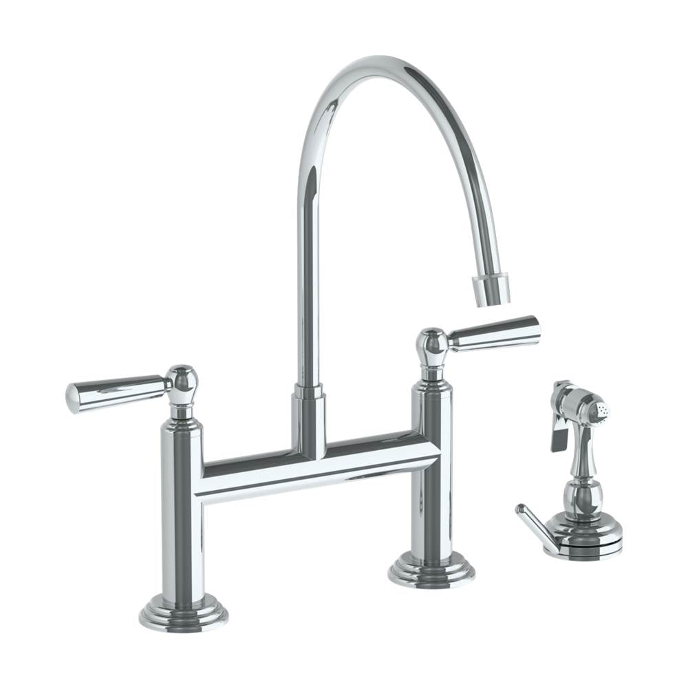 Watermark 321-7.65EG-S1A Deck Mounted Bridge Extended Gooseneck Kitchen Faucet With Independent Side Spray - Parent