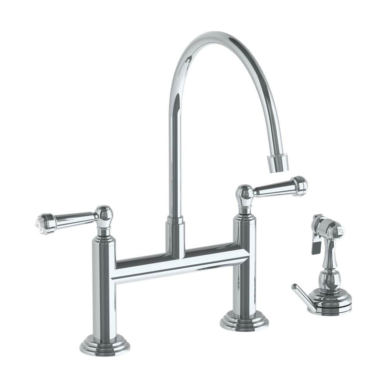 Watermark 321-7.65EG-S2 Deck Mounted Bridge Extended Gooseneck Kitchen Faucet With Independent Side Spray - Parent