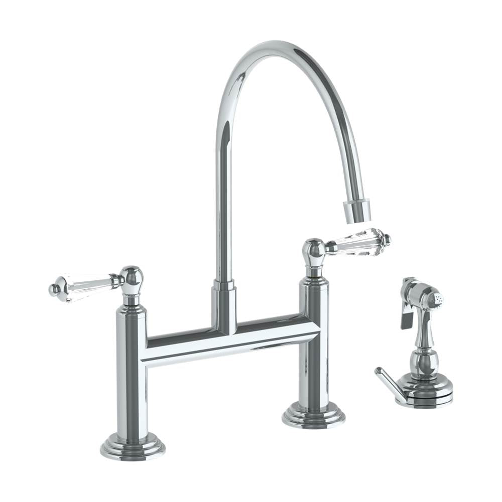Watermark 321-7.65EG-SWA Deck Mounted Bridge Extended Gooseneck Kitchen Faucet With Independent Side Spray - Parent