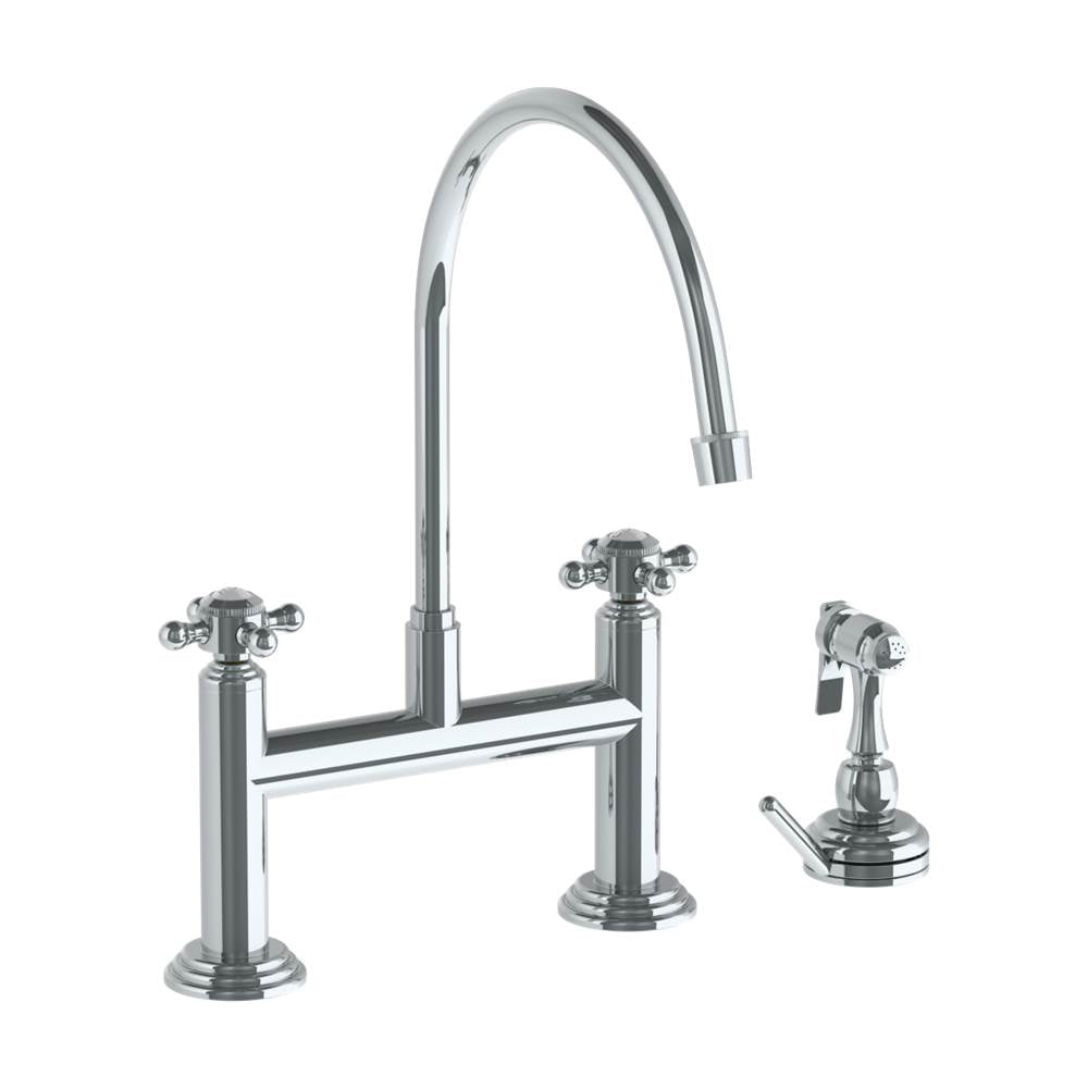 Watermark 321-7.65EG-V Deck Mounted Bridge Extended Gooseneck Kitchen Faucet With Independent Side Spray - Parent