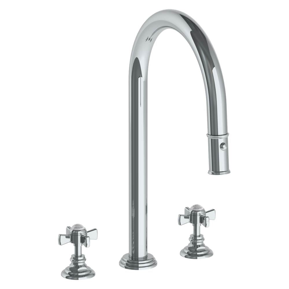 Watermark 321-7PG2-S1 Deck Mounted 3 Hole Gooseneck Kitchen Faucet With Pull Down Spray - Parent