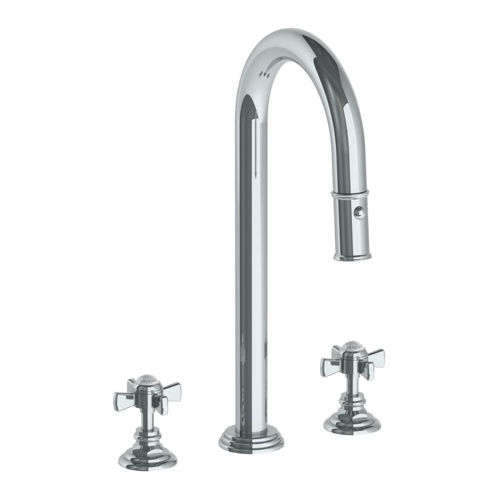 Watermark 321-9PG4-S1 Deck Mounted 3 Hole Gooseneck Top Prep Faucet With Pull Down Spray - Parent