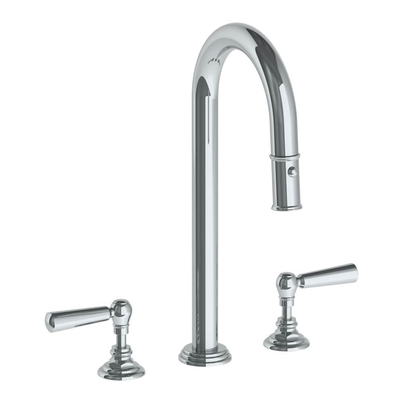 Watermark 321-9PG4-S1A Deck Mounted 3 Hole Gooseneck Top Prep Faucet With Pull Down Spray - Parent