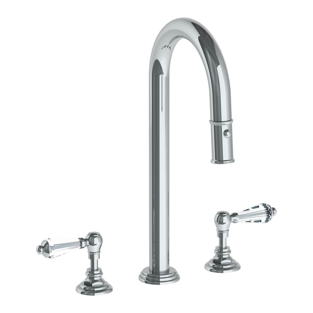 Watermark 321-9PG4-SWA Deck Mounted 3 Hole Gooseneck Top Prep Faucet With Pull Down Spray - Parent