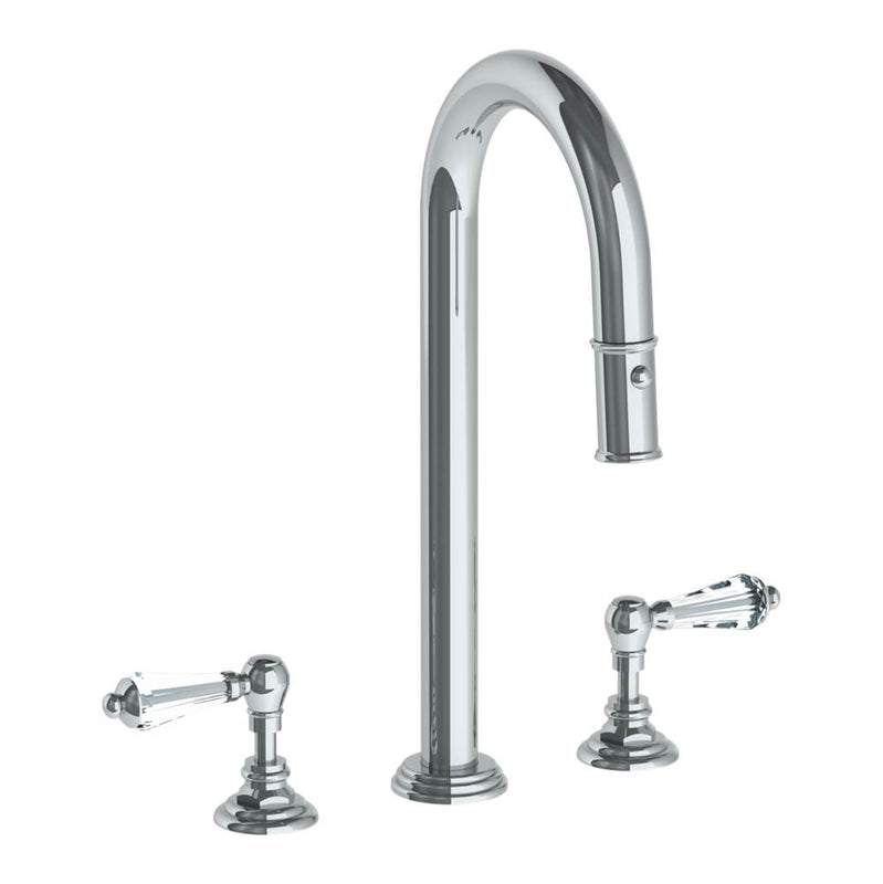 Watermark 321-9PG4-SWA Deck Mounted 3 Hole Gooseneck Top Prep Faucet With Pull Down Spray - Parent