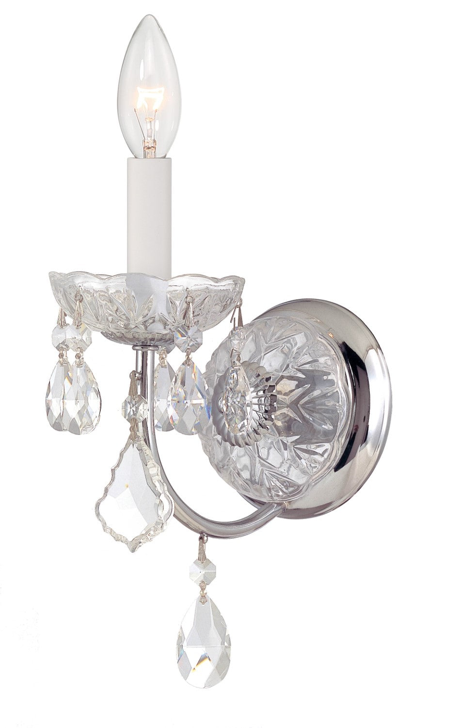Crystorama 3221-CH-CL-MWP Imperial 1 Light Hand Cut Crystal Wall Mount - Polished Chrome