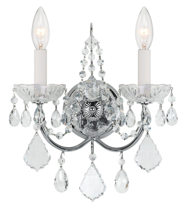 Crystorama 3222-CH-CL-I Imperial 2 Light Clear Italian Crystal Wall Mount - Polished Chrome