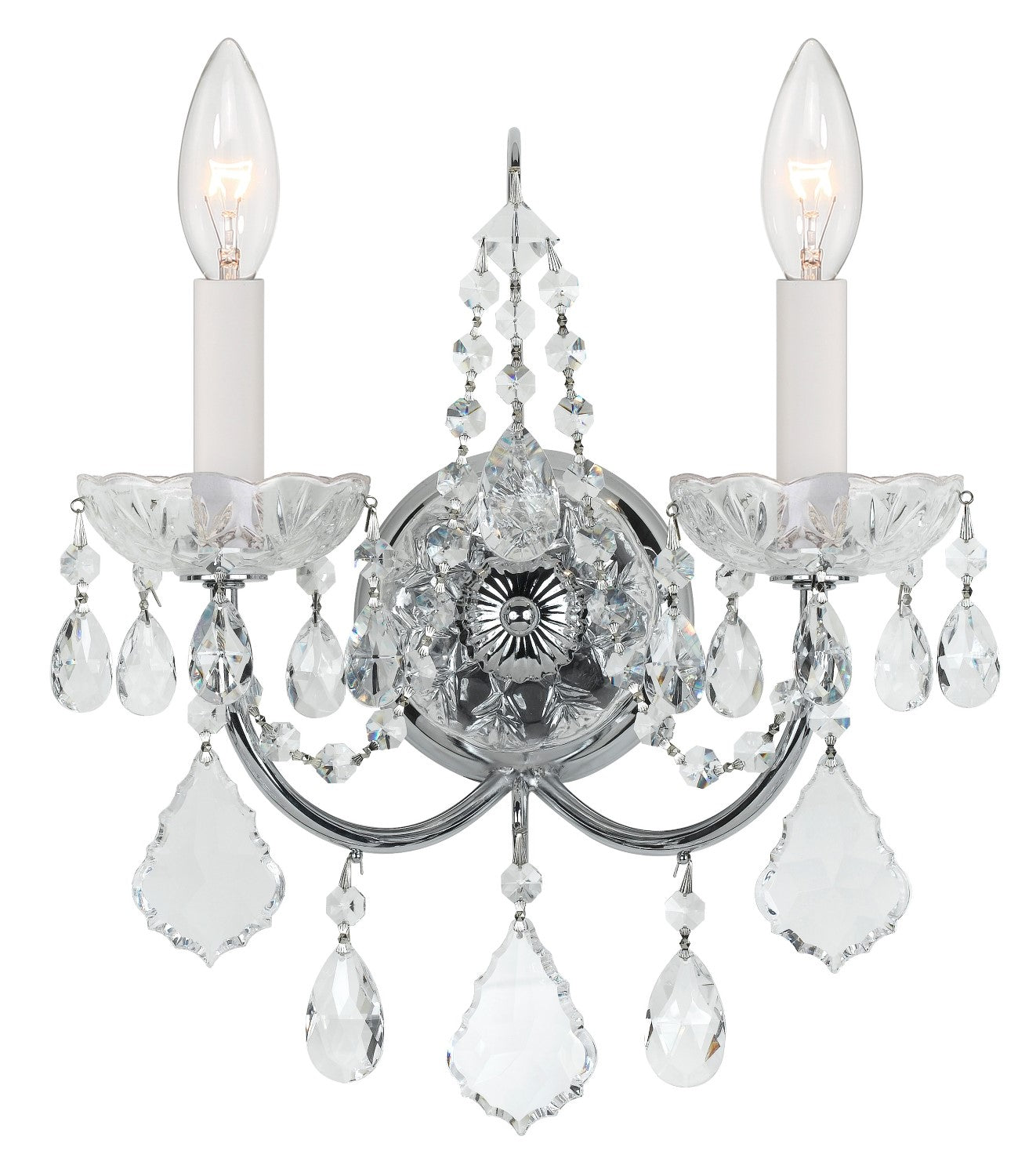 Crystorama 3222-CH-CL-S Imperial 2 Light Swarovski Strass Crystal Wall Mount - Polished Chrome