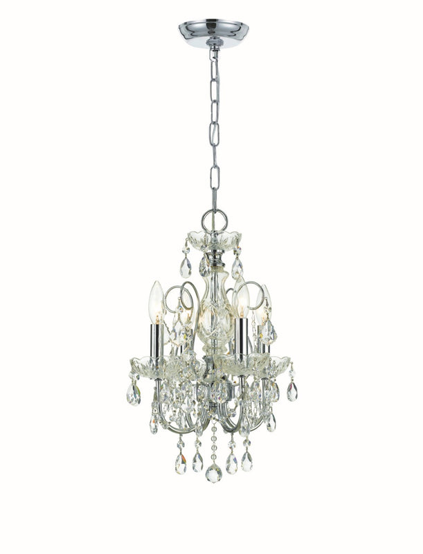 Crystorama 3224-CH-CL-MWP Imperial 4 Light Hand Cut Crystal Mini Chandelier - Polished Chrome