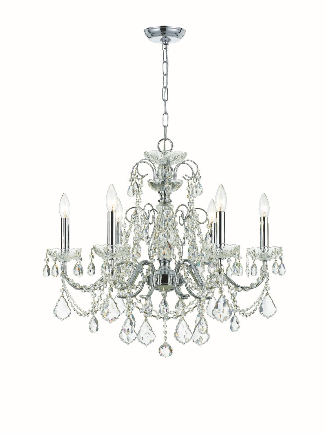 Crystorama 3226-CH-CL-MWP Imperial 6 Light Hand Cut Crystal Chandelier - Polished Chrome