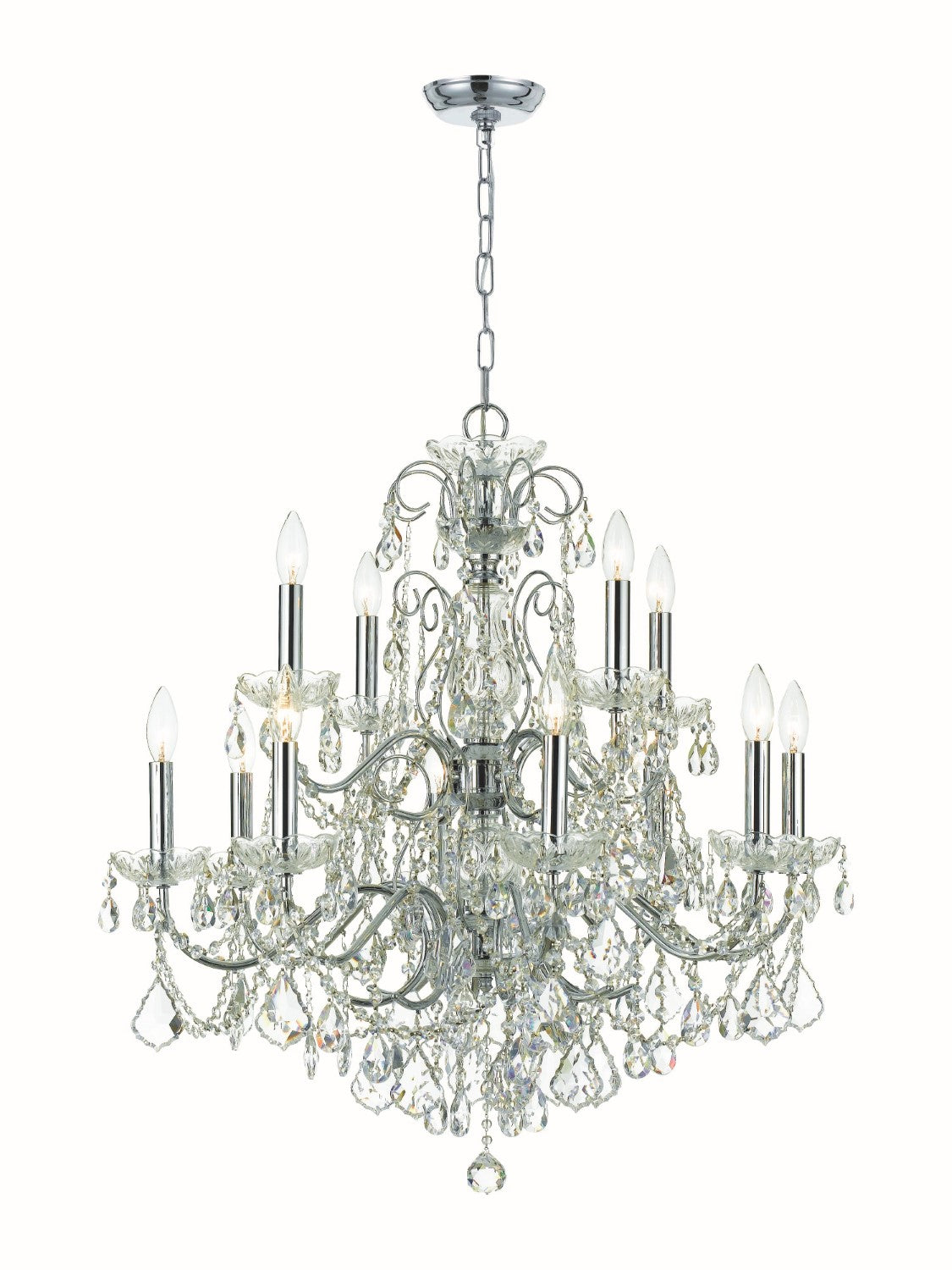Crystorama 3228-CH-CL-I Imperial 12 Light Clear Italian Crystal Chandelier - Polished Chrome