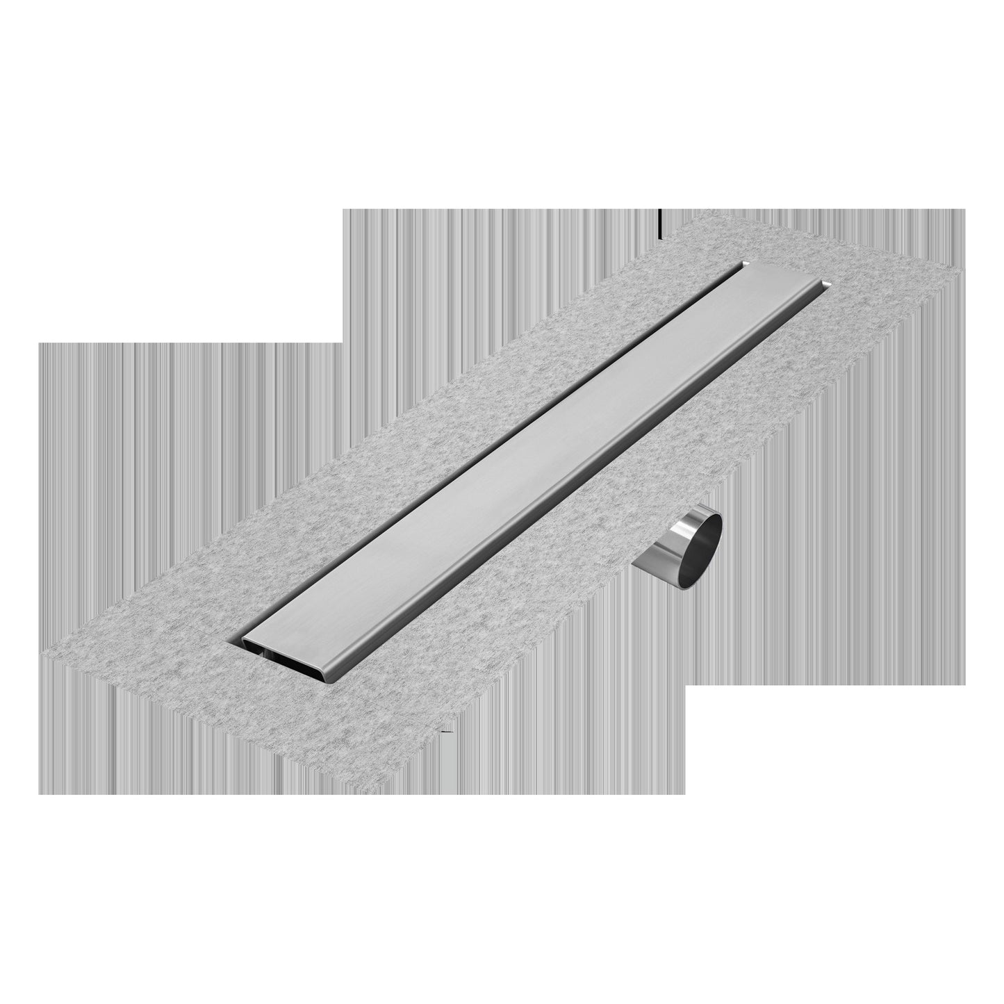 QM Drains 33.500.58FSO Delmar Series 58" Standard Length Side Outlet Linear Drain Mist (Tile-In) Line - Parent