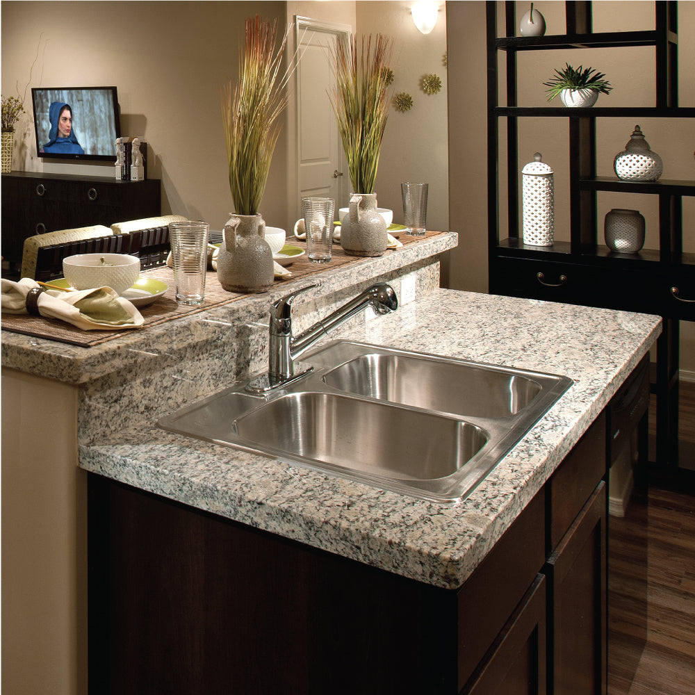 Houzer Glowtone Stainless Steel Drop-in Topmount 3-hole 50/50 Double Bowl Kitchen Sink - Parent