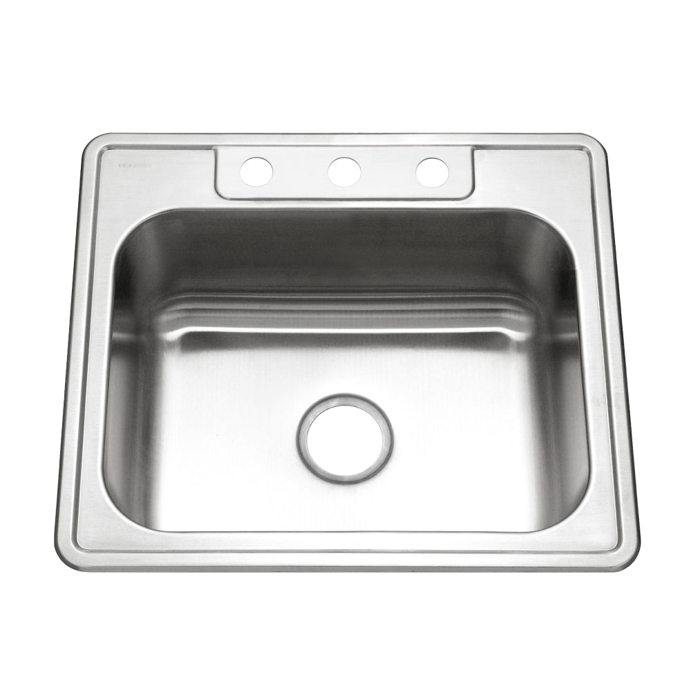 Houzer Glowtone Stainless Steel Drop-in Topmount 3-hole 50/50 Double Bowl Kitchen Sink