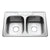 Houzer 3322-9BS4-20 Glowtone 33" Stainless Steel Drop-In Topmount 4-Hole 50/50 Double Bowl Kitchen Sink