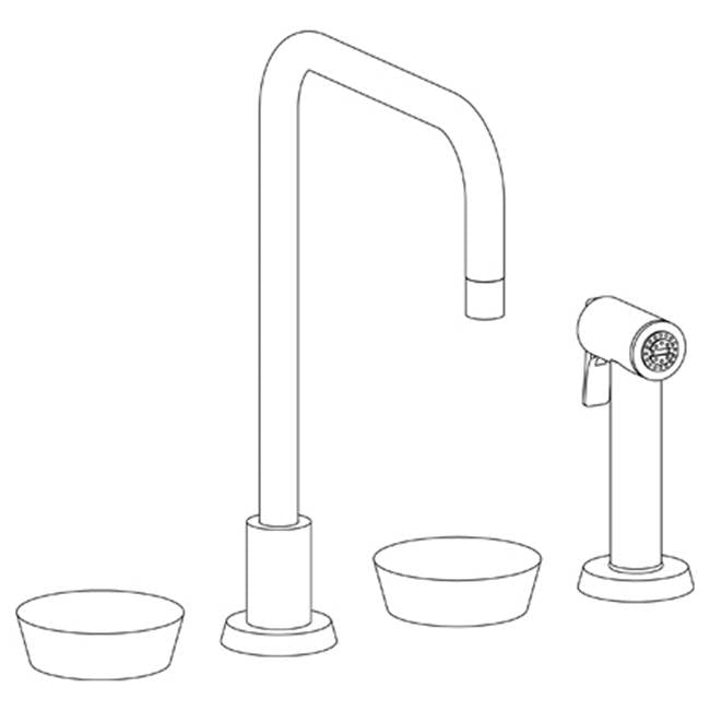 Watermark 36-7.1-CM Zen Deck Mounted 4 Hole Square Top Kitchen Set - Includes Side Spray