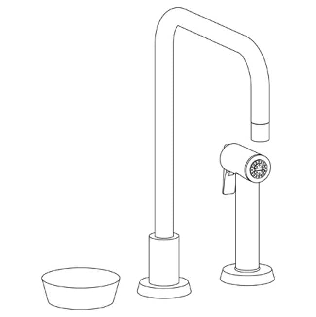 Watermark 36-7.1.3A-IW Zen Deck Mounted 3 Hole Square Top Kitchen Set - Includes Side Spray