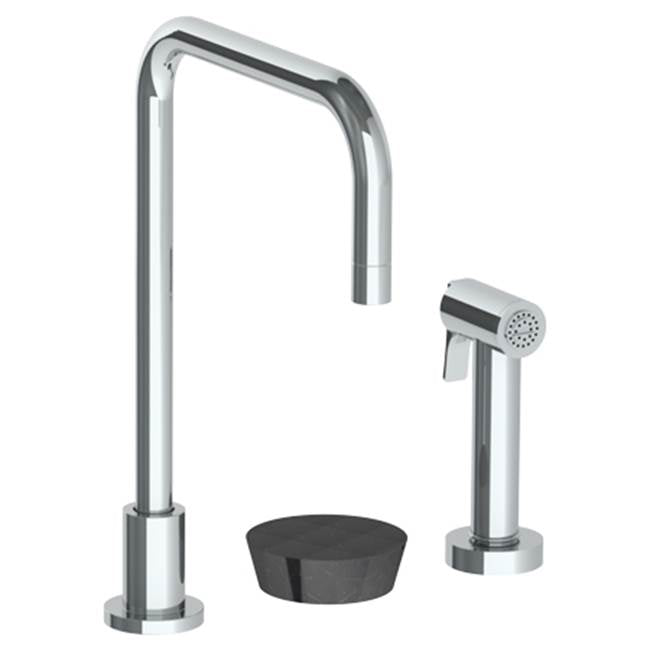 Watermark 36-7.1.3A-NM Zen Deck Mounted 3 Hole Square Top Kitchen Set - Includes Side Spray
