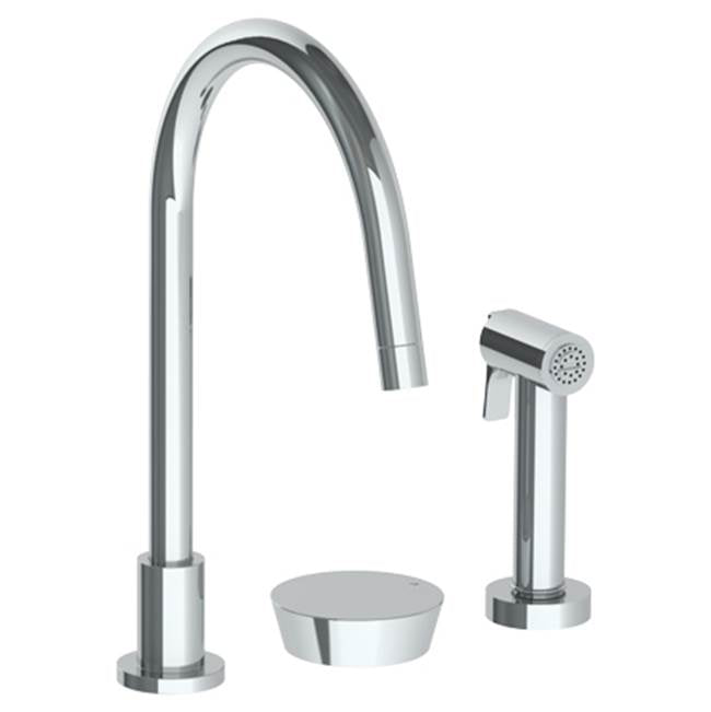 Watermark 36-7.1.3GA-BL1 Zen Deck Mounted 3 Hole Gooseneck Kitchen Set - Includes Side Spray