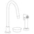 Watermark 36-7.1.3GA-CM Zen Deck Mounted 3 Hole Gooseneck Kitchen Set - Includes Side Spray