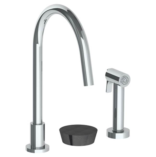 Watermark 36-7.1.3GA-NM Zen Deck Mounted 3 Hole Gooseneck Kitchen Set - Includes Side Spray