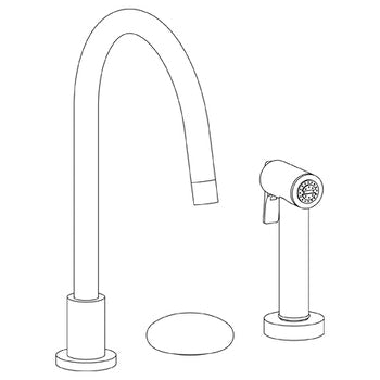 Watermark 36-7.1.3GA-WM Zen Deck Mounted 3 Hole Gooseneck Kitchen Set - Includes Side Spray